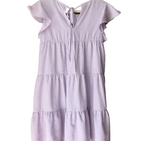 Lulu's Gingham Tiered Babydoll Dress Lavender Size M EUC - Picture 7 of 8